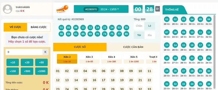Đấu Trường Số Đỉnh Cao Với Table Game Max Keno Tại Bin88 Siêu Hấp Dẫn
